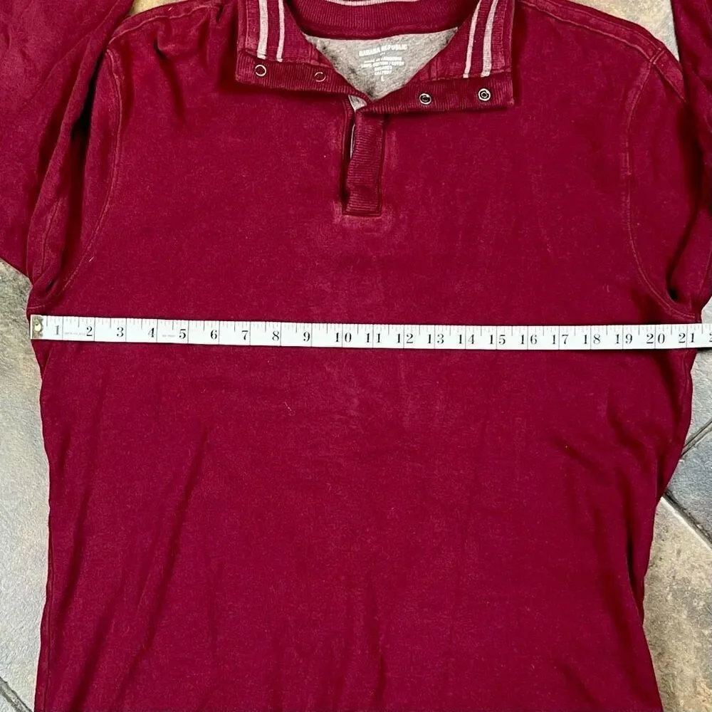 Banana Republic Men’s Burgundy Long Sleeve Polo Shirt Large